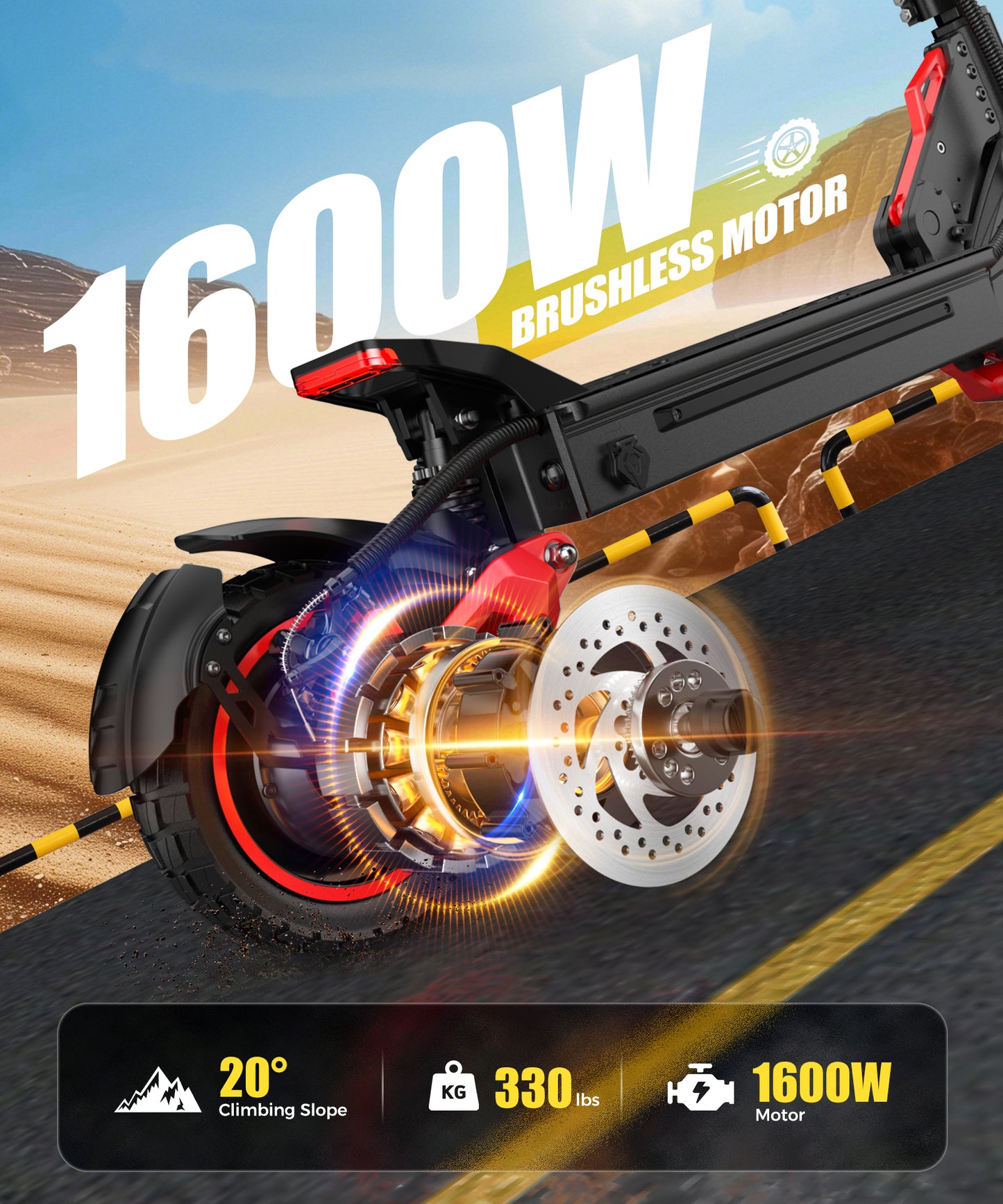 Bigfly J-15Max New 1600W Dual-Suspension Folding 48V 18AH Battery,Off-Road Electric Two-Wheel Scooter